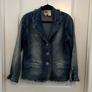 Dg2 by Diane Gilman denim blazer with rhinestone size medium